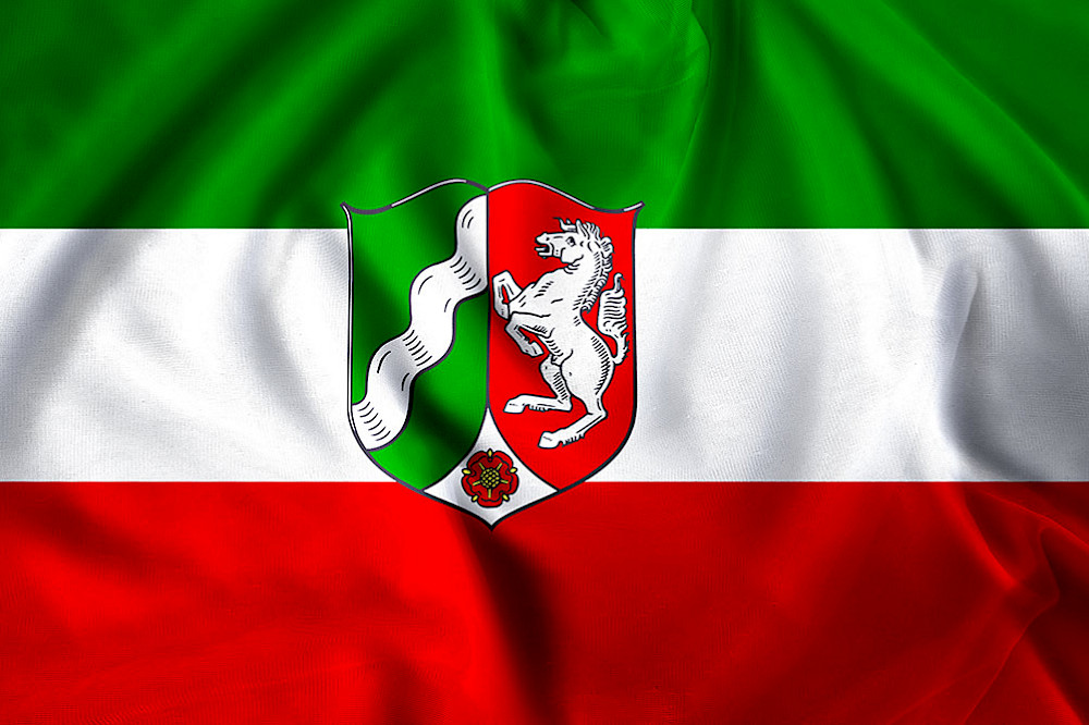 Bild zeigt die Flagge vom Land Nordrhein-Westfalen.